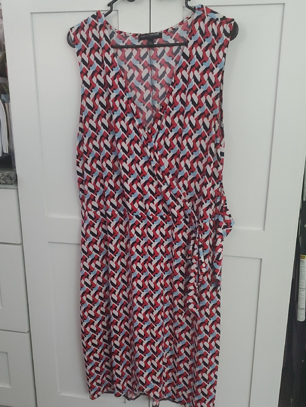 Banana Republic Red, White & Blue Geometric Wrap  Dress